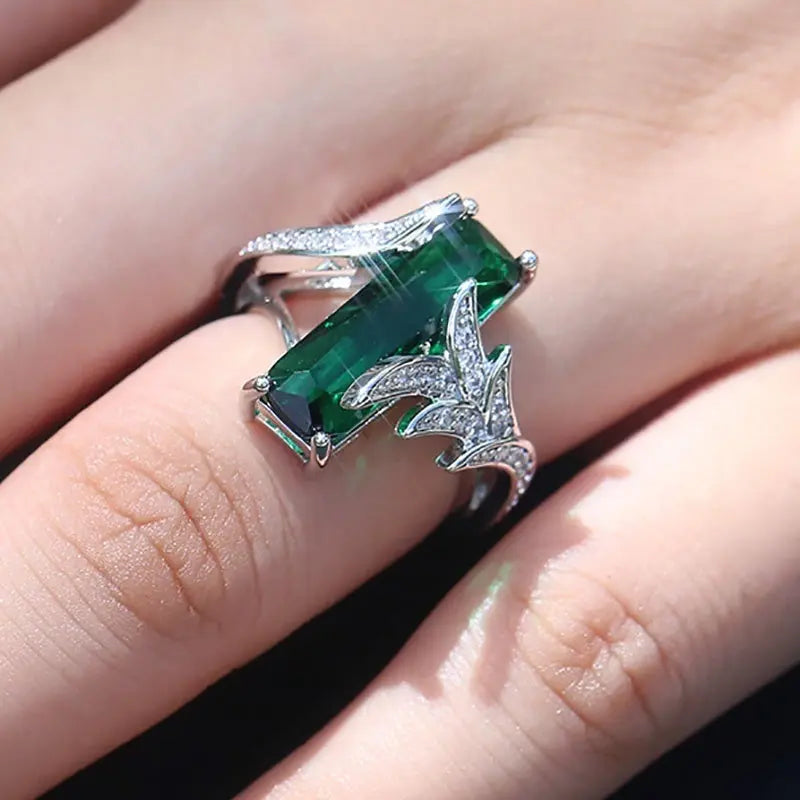 925 Silver Plated Rainbow Square Topaz Ring - Epic.Wish.Gifts