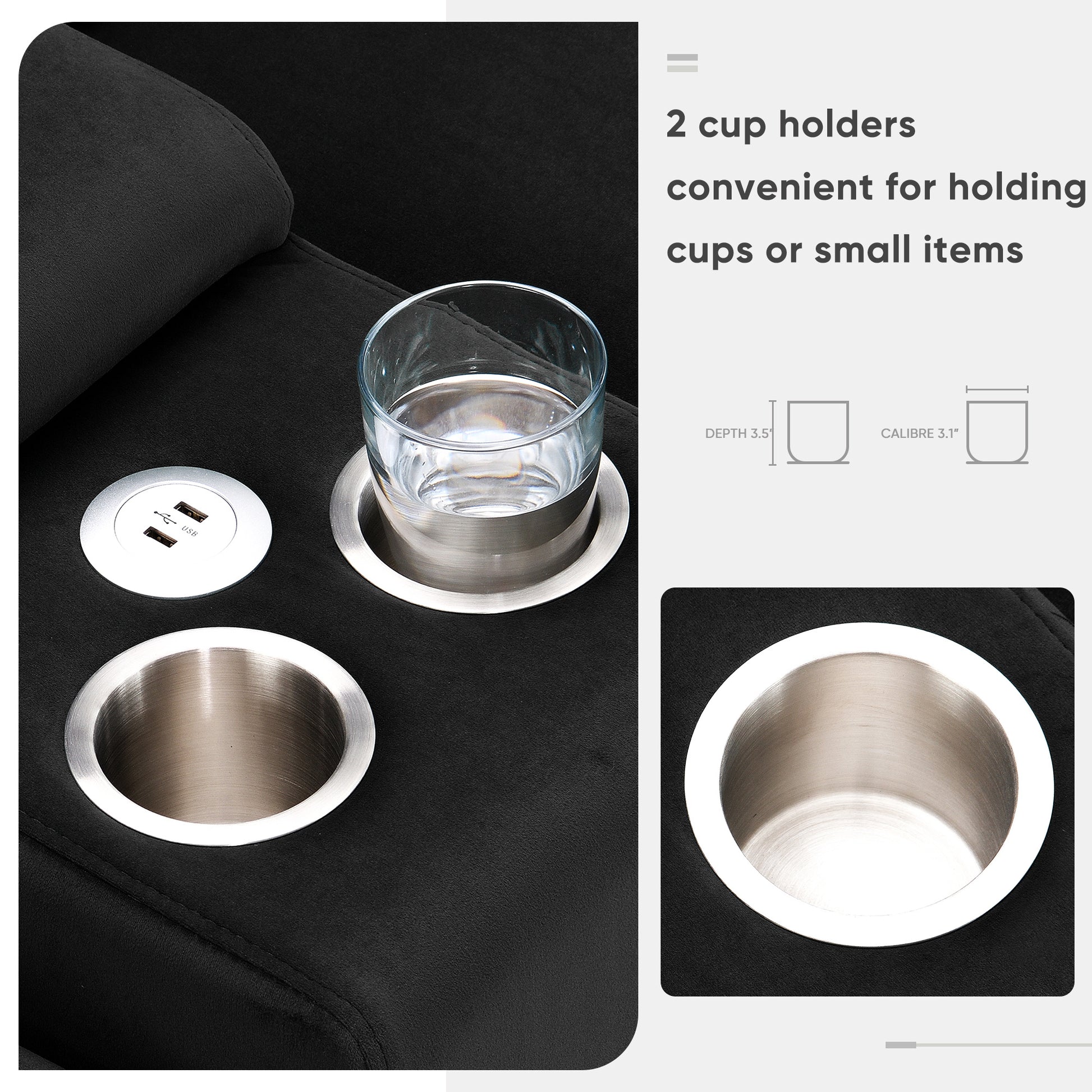 Modern U-shaped Sofa with Console,Cupholders and USB Ports,6-seat Furniture ,Sleeper Doba