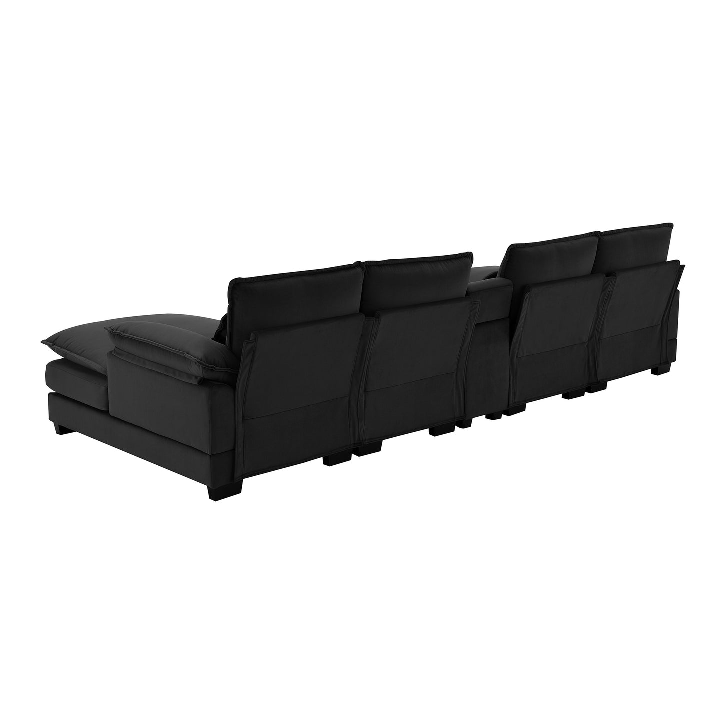 Modern U-shaped Sofa with Console,Cupholders and USB Ports,6-seat Furniture ,Sleeper Doba