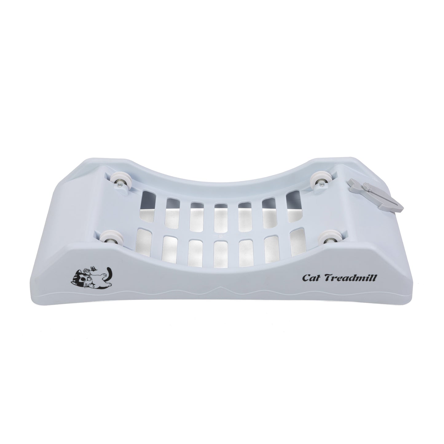 Cat Running Wheel, Small Animal Exercise Treadmill w/ Locking Mechanism, Carpet Runway, Cat Teaser Toy, Indoor, White Gray Doba