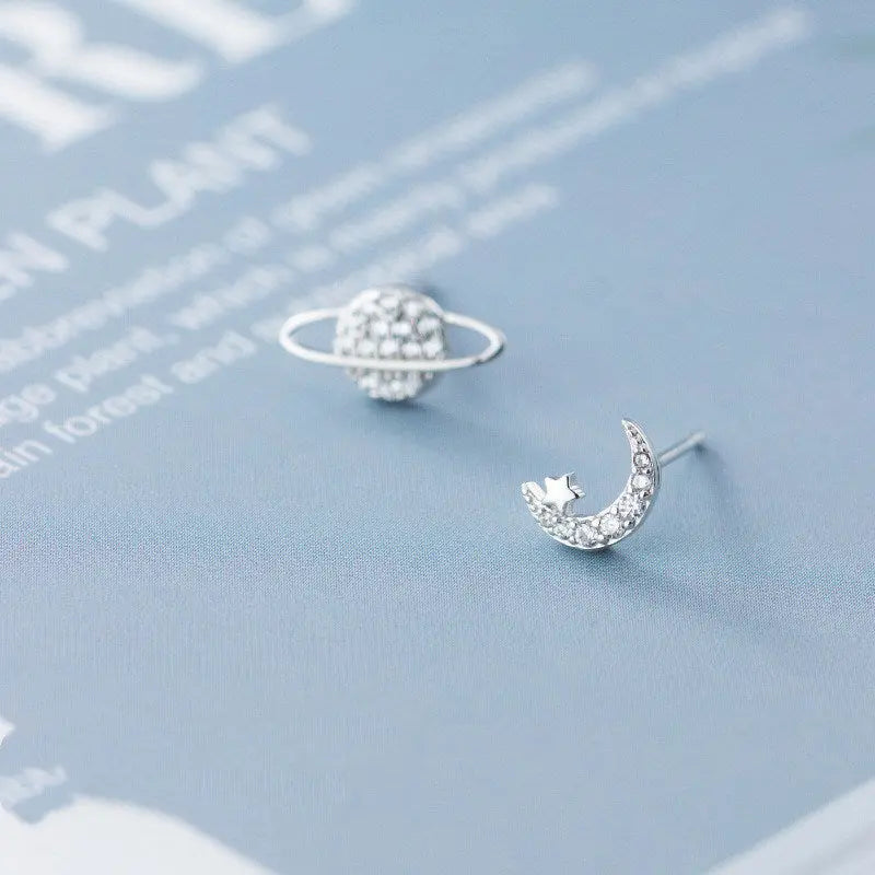 La Monada Star Moon Planet Women Earrings Silver 925 Minimalist Universe Fine - Epic.Wish.Gifts