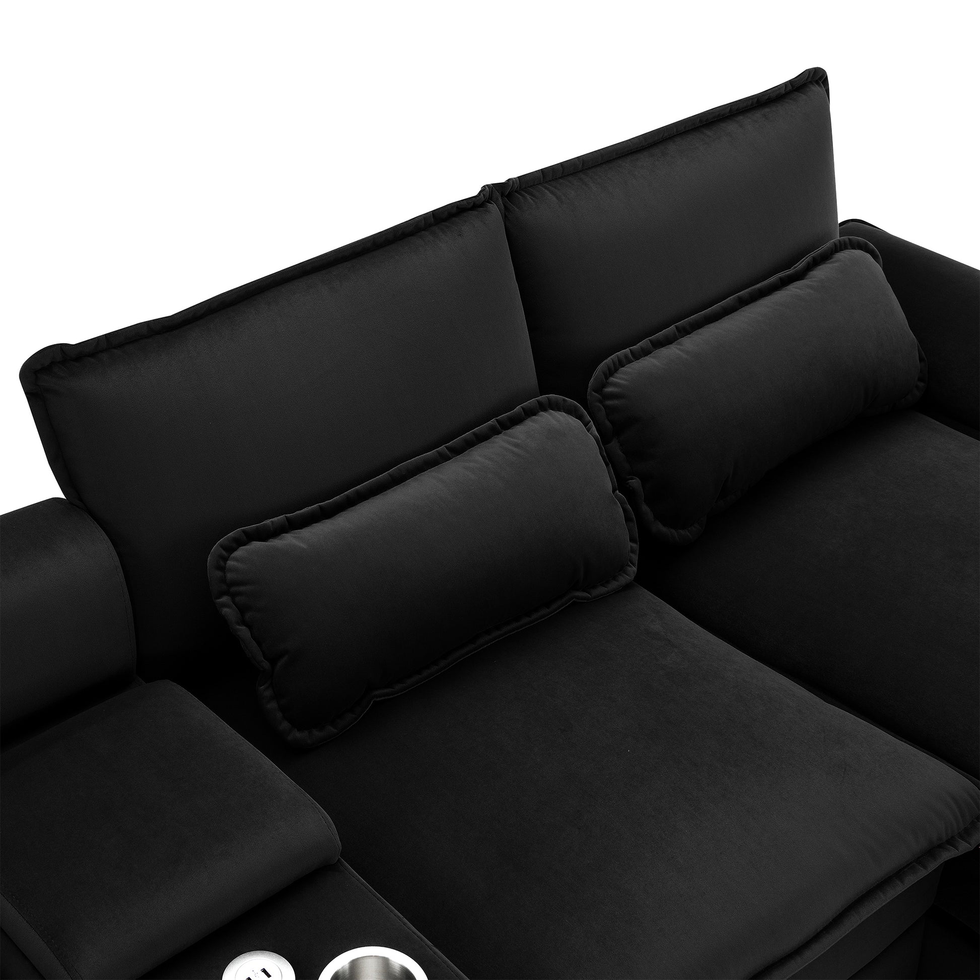 Modern U-shaped Sofa with Console,Cupholders and USB Ports,6-seat Furniture ,Sleeper Doba