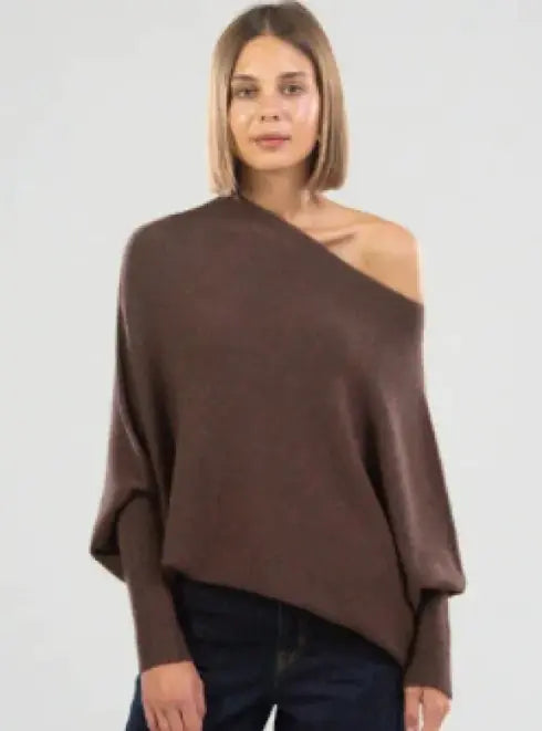 Off One Side Shoulder Knitted Sweater Epic.Wish.Gifts