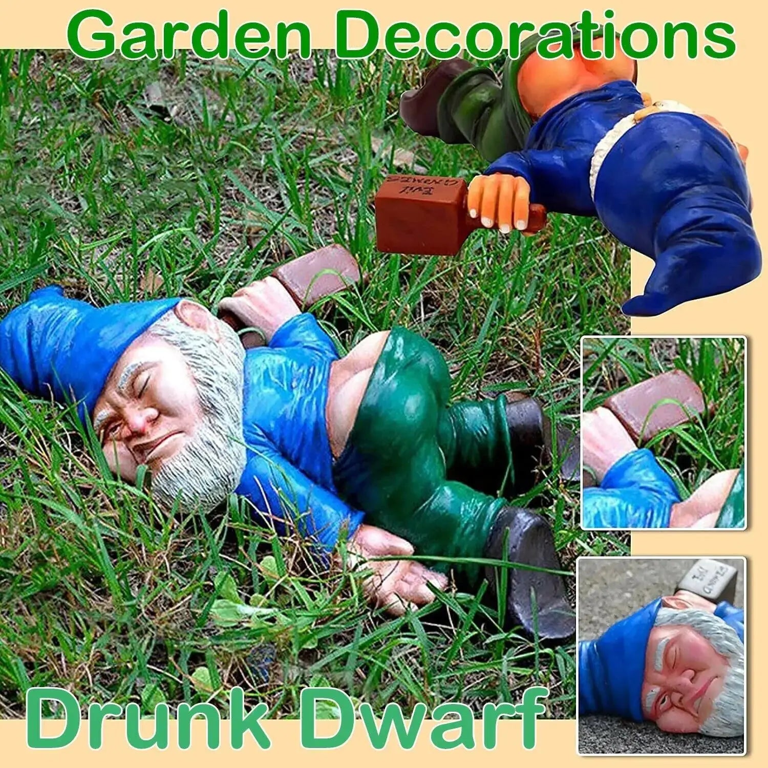Drunk Dwarf Garden Gnome Decoration Drunken Ornament Decor Yard Patio Lawn US - Epic.Wish.Gifts