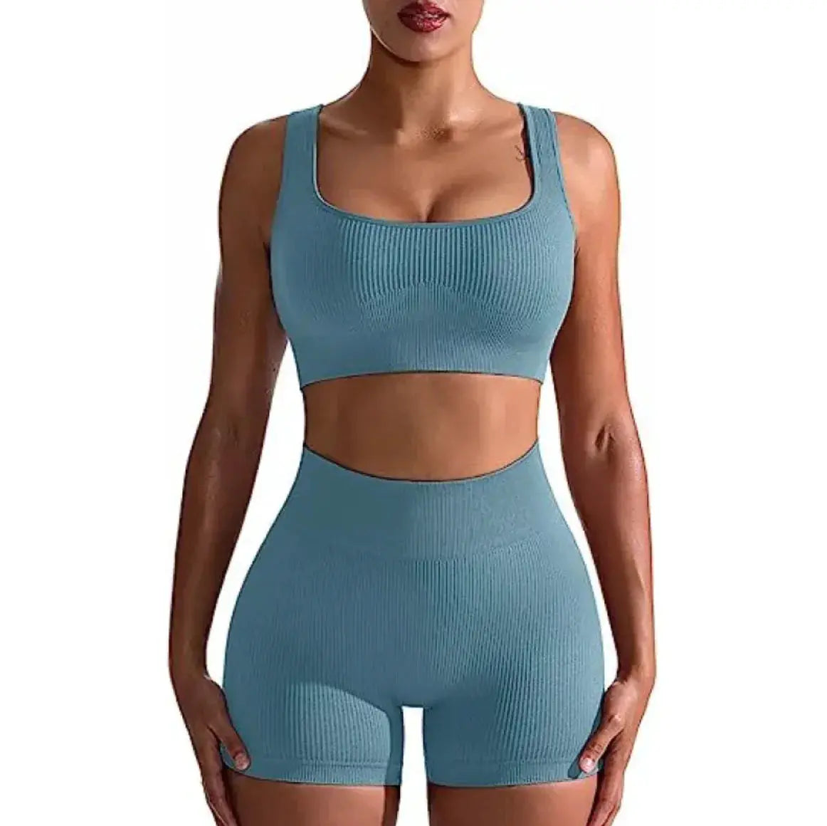 Women's Ribbed High Waist Shorts and Vest Set - Epic.Wish.Gifts